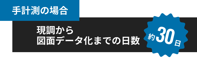 手計測の場合現調から図面データ化までの日数約30日